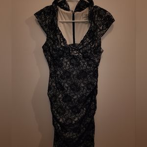 Blue lace cocktail dress